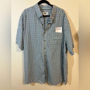 HB Men’s size 2XLT Blue/Green Plaid Shirt‎ Short Sleeve Button collar shirt